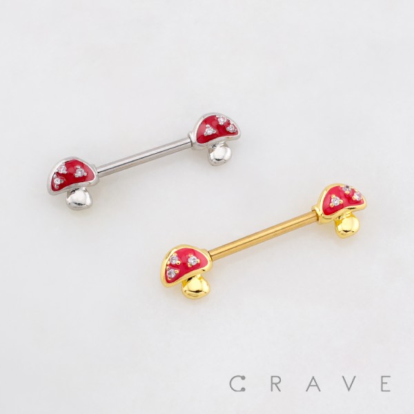 MAGIC MUSHROOM 316L SURGICAL STEEL NIPPLE RING MAGIC MUSHROOM 316L SURGICAL STEEL NIPPLE RING